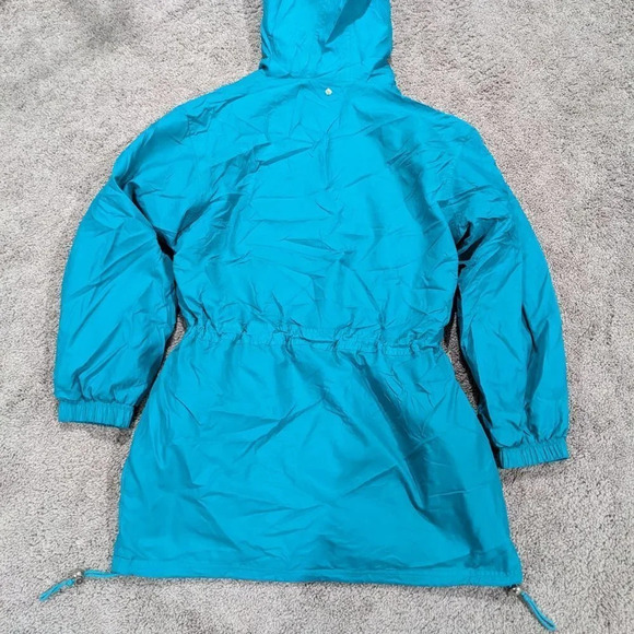 Woolrich Vintage Women's Zip Up Rain Coat Teal Blue Packable Waist Elastic M - Picture 8 of 11